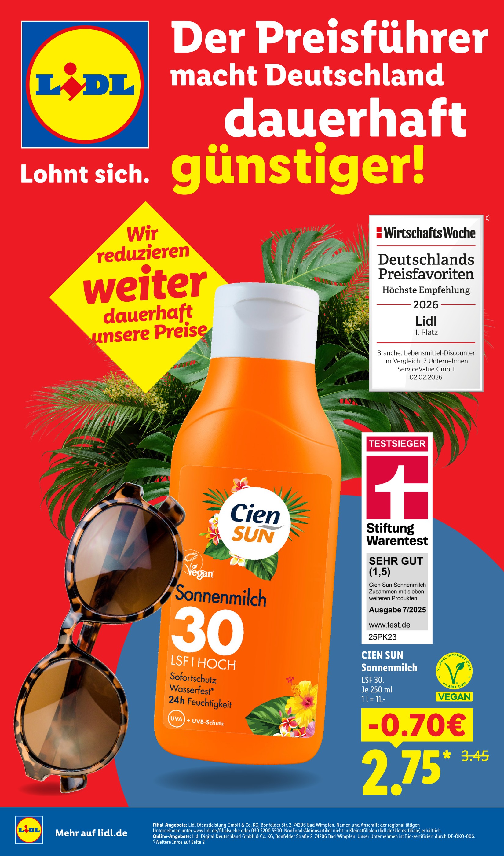 Aktueller Lidl Discounter Prospekt in Haigerloch und Umgebung, "Der Preisführer macht Deutschland dauerhaft günstiger!" mit 38 Seiten, 05.07.2026 - 31.12.2026